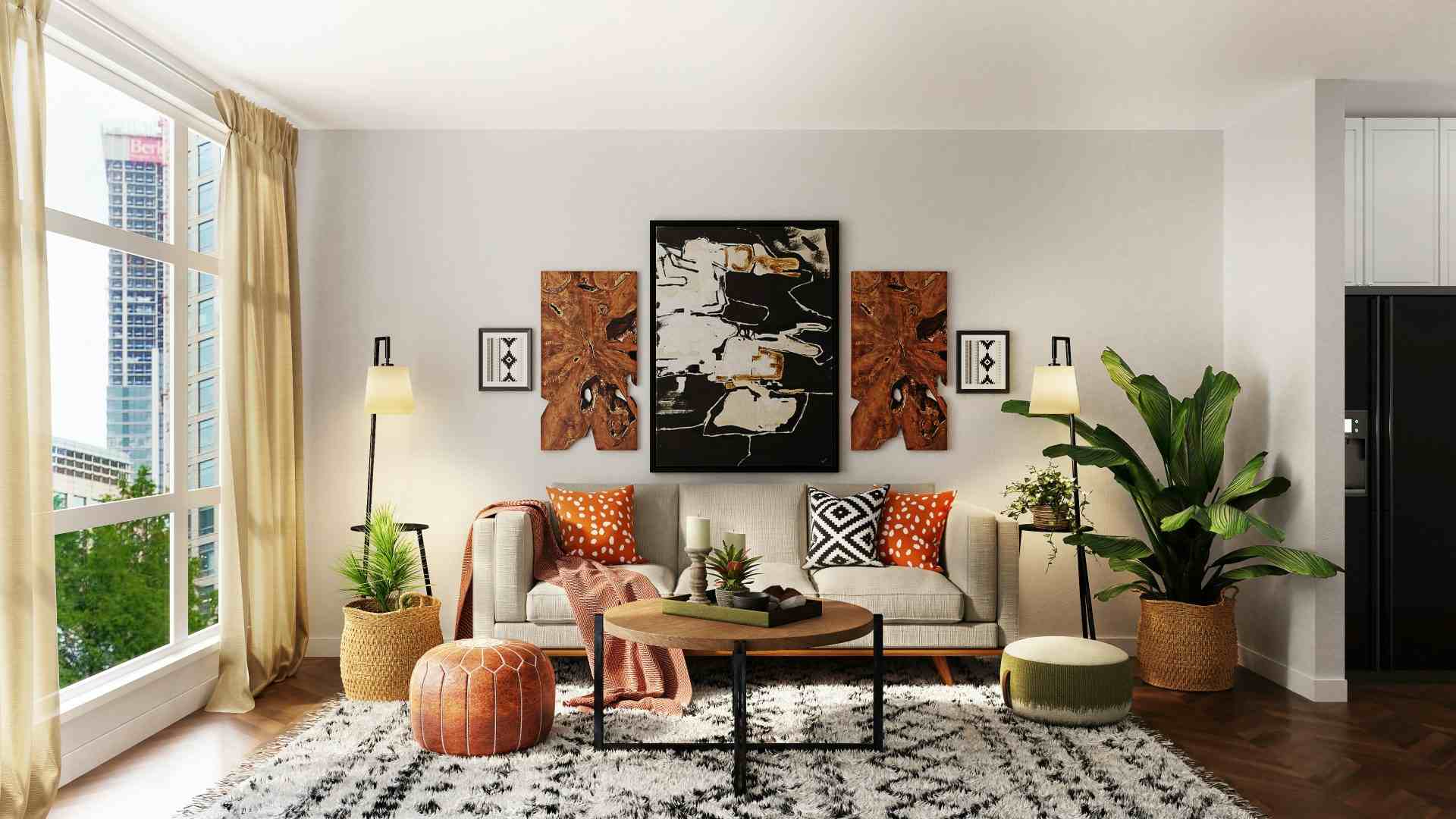 Salón moderno con cuadros